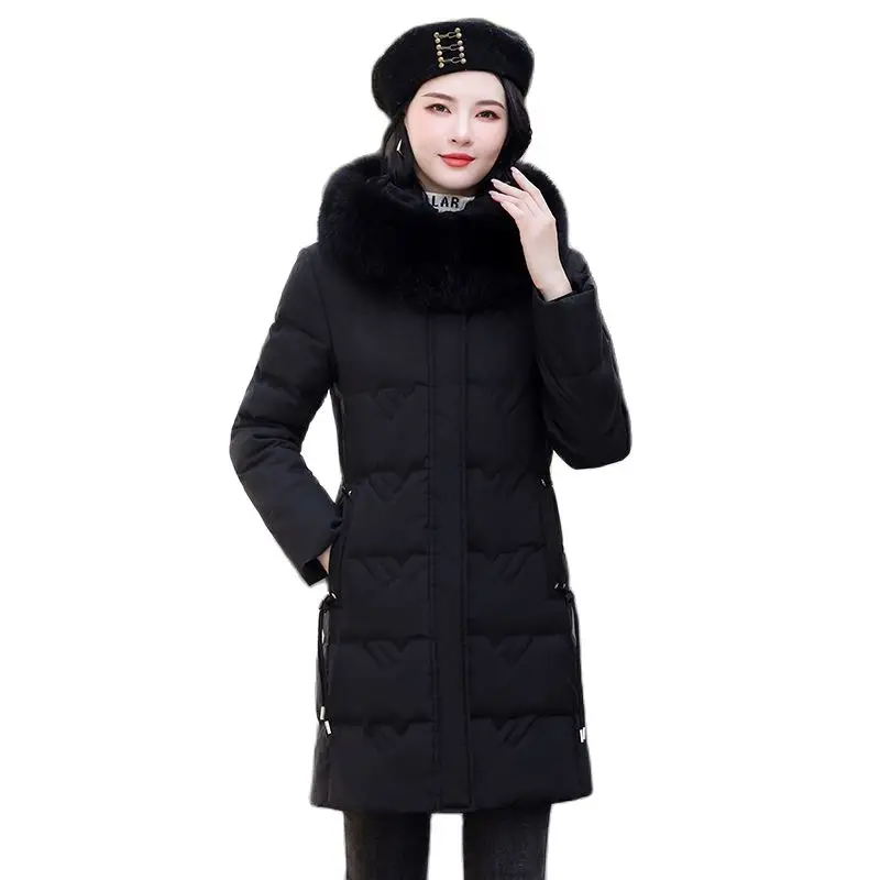 Women's Long 2022 Autumn And Winter New Hooded Loose White Duck Warm Fashion Slim Down Thick Coat Women