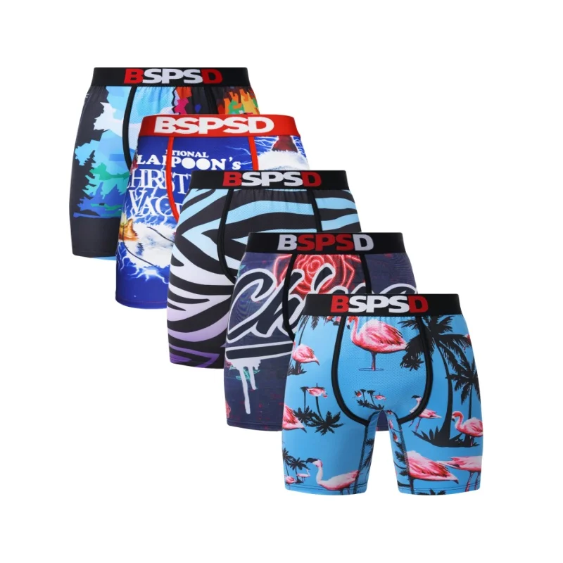 

5Pcs Men Underwear Boxers Sexy Breathable Man Swimming Underpants Fashion Print Men Panties Boxershort Trunks Men's Boxer Briefs