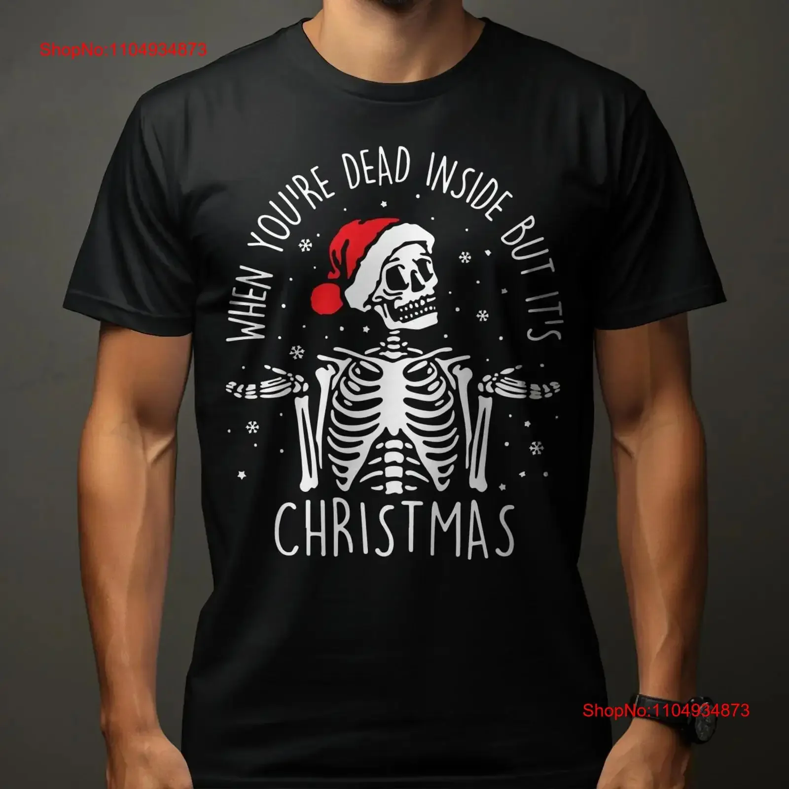 

Dead Inside But It's Christmas T Shirt Funny Skeleton Holiday Humor Quirky Festive Apparel vintage Washed Casual Stylish