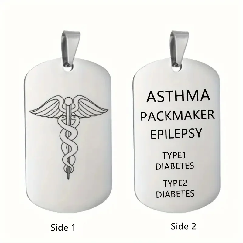 Custom Medical Keychain Men's Personalized Medical Information Record Dog Tag Patient Reminder ID Dog Tag Keychain