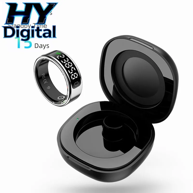 

HY Digital For Xiaomi Smart Ring with Display Screen Touch Charging Case, Gesture Control Heart Rate Monitor Smartring Men Women