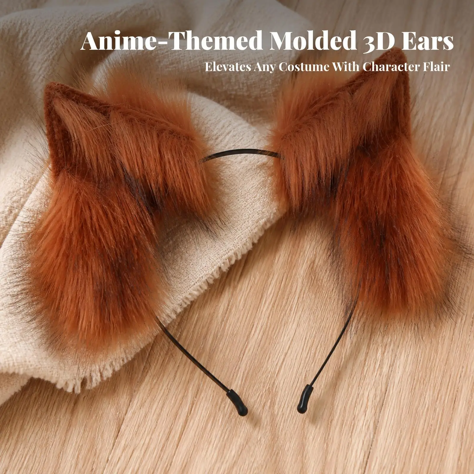 Furry Ear Headpiece for Women Men Cosplay Costume Accessory with Adjustable Wire Band for Themed Party Events
