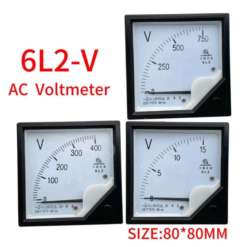 

6L2-V аналоговый измеритель панели измеритель переменного напряжения тока 80*80 мм вольтметр Pointer250V 300V 450V 500V 750V AC