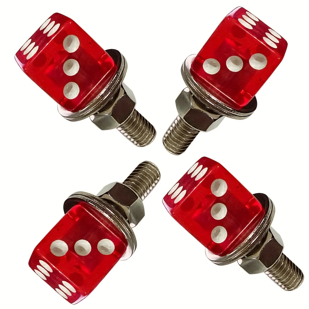 4pcs Dice License Plate Screw Fasteners Decorative Modified Motorcycle License Plate Bolt Frame Mounting Kit  Auto Accessories