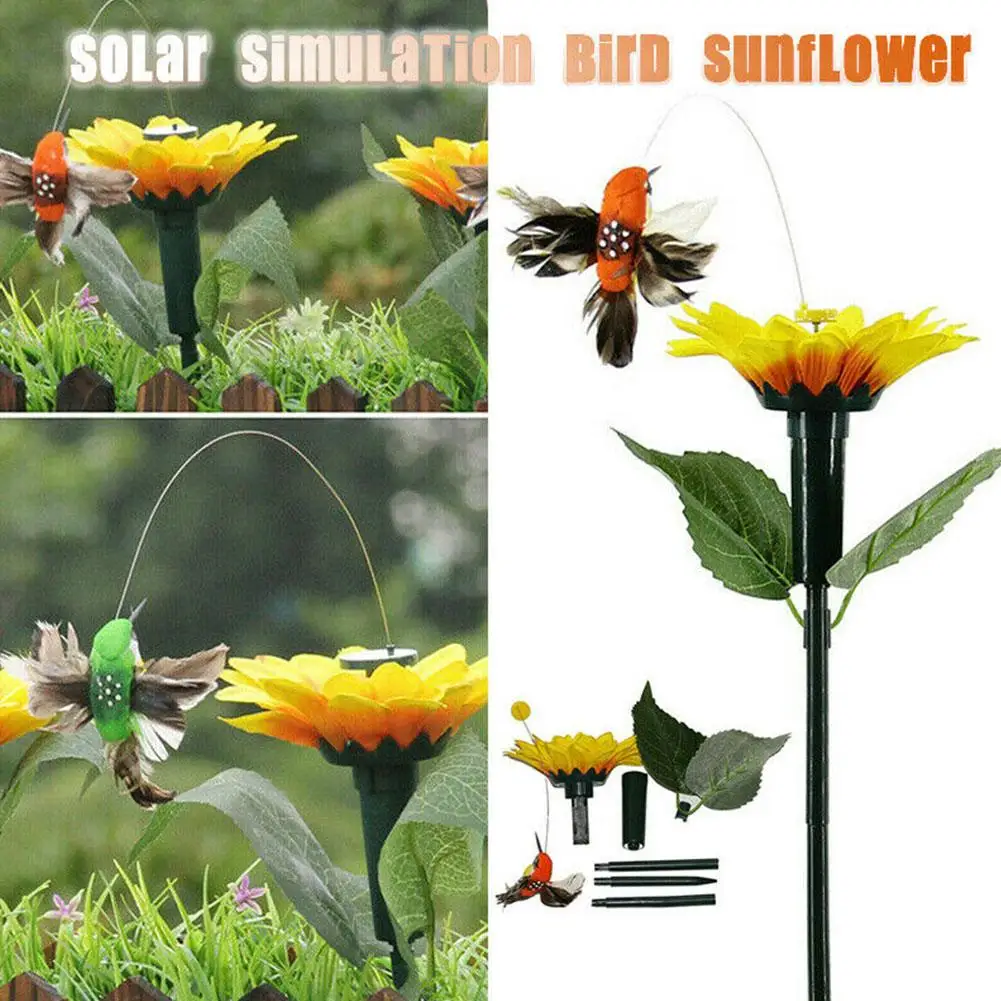 Garden Decoration Solar Powered Dancing Fluttering Flying Yard Outdoor Farmland G8B4 Home Garden Bird Hum Decoration Butter R6F3