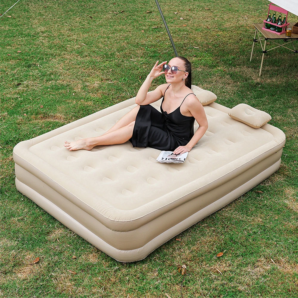 

Надувной матрас со встроенным насосом, самонадувающийся коврик, подушка, уличная палатка, надувная кровать, двойной спальный коврик для кемпинга или помещения