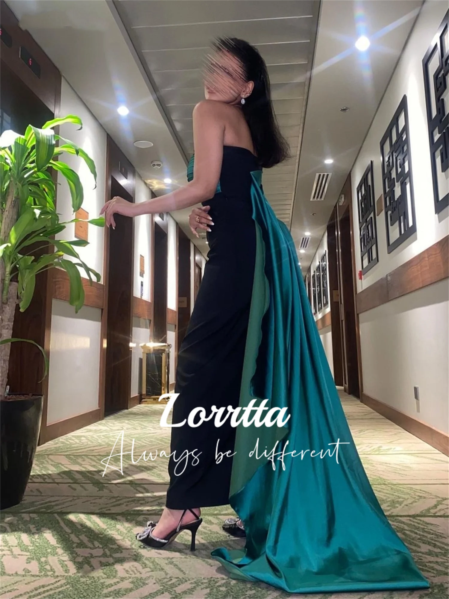 Lorrtta Mermaid Skirt Saudi Arabia Strapless Off-the-shoulder Folds Satin Black Contrasting Colors Sexy Dresses for Prom Gala