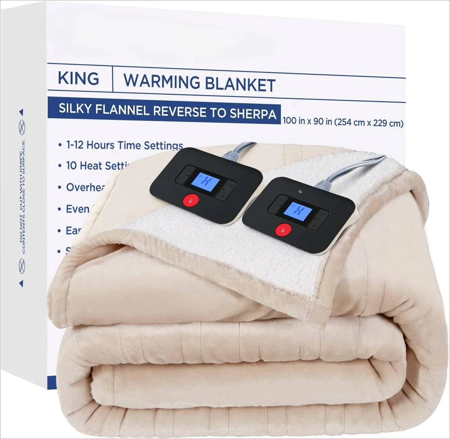 

Электрическое одеяло King, одеяло с подогревом King Size с 10 уровнями нагрева и настройками времени нагрева от 1 до 12 часов