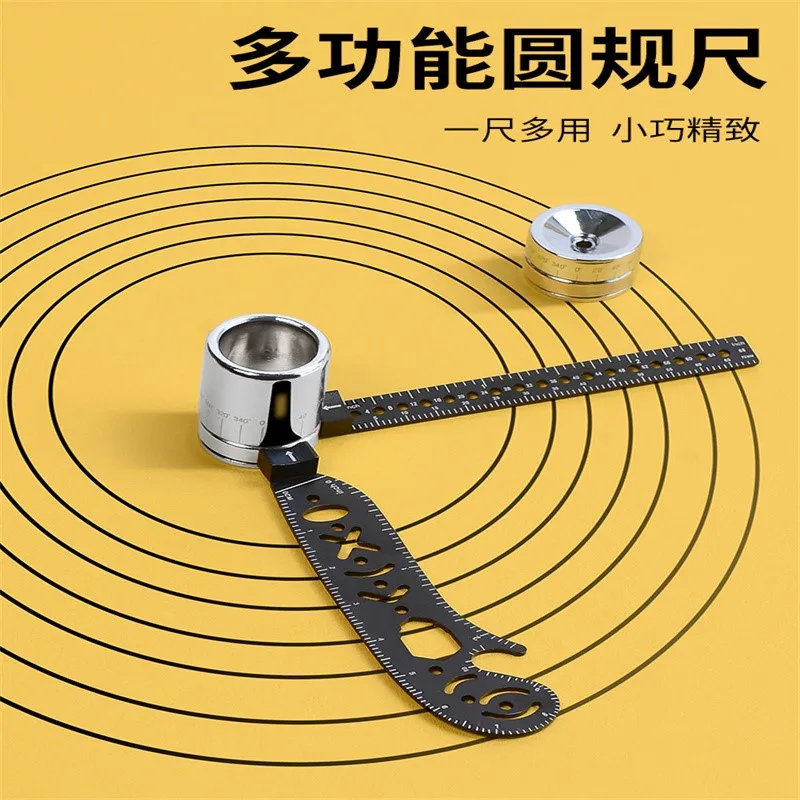 1pc ruler multi-function compass drawing rotary ruler  Geometric art hollow ruler  Metal folding ruler  Drawing artifact