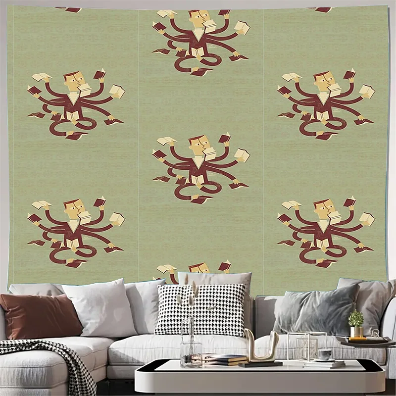 Tapiz de pared bohemio, decoración estética para habitación, tapiz de paisaje natural, tapiz Trippy colgante de pared de bosque, decoración psicodélica para el hogar Vin