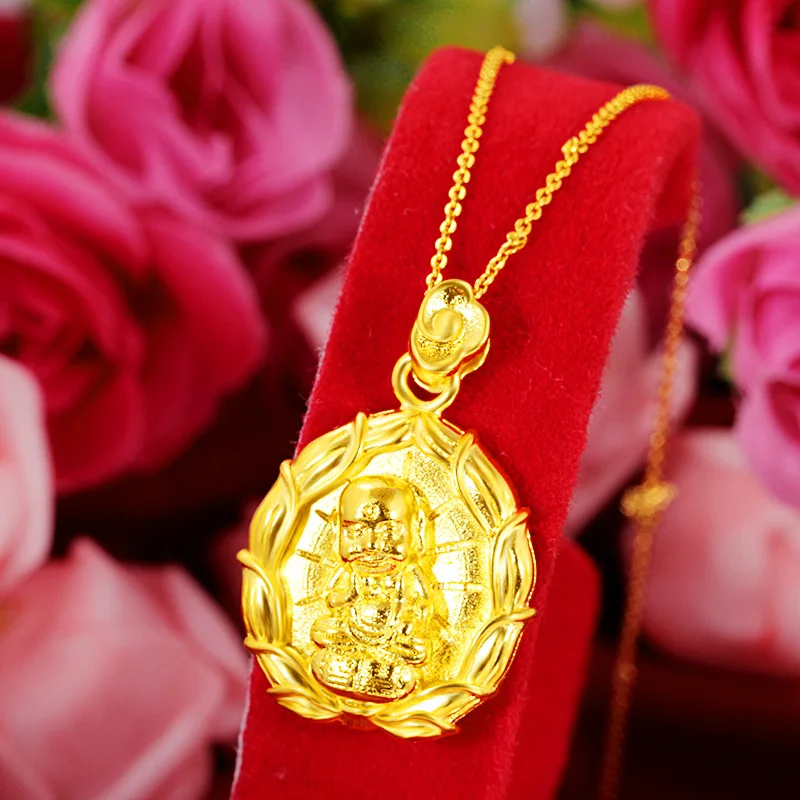 

Classic 24K Gold Color Necklaces for Men Women Golden Buddha Shaped Pendant Necklace Wedding Engagement Birthday Jewelry Gifts