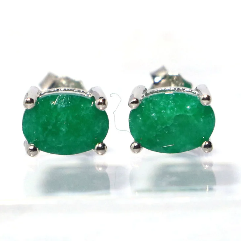 Buy 2 Get 1 Free Real 925 Solid Sterling Silver Earrings 7x5mm Real Green Emerald Changing Color Alexandrite Topaz