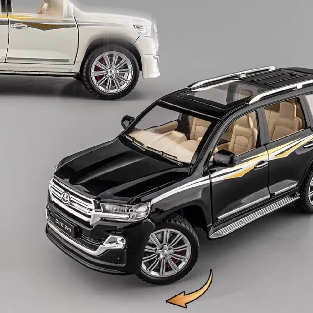 1:24 Toyota Land Cruiser SUV coche modelo de juguete 6 puertas abiertas tirar hacia atrás simulación sonido luz aleación Diecast vehículo niños Juguetes