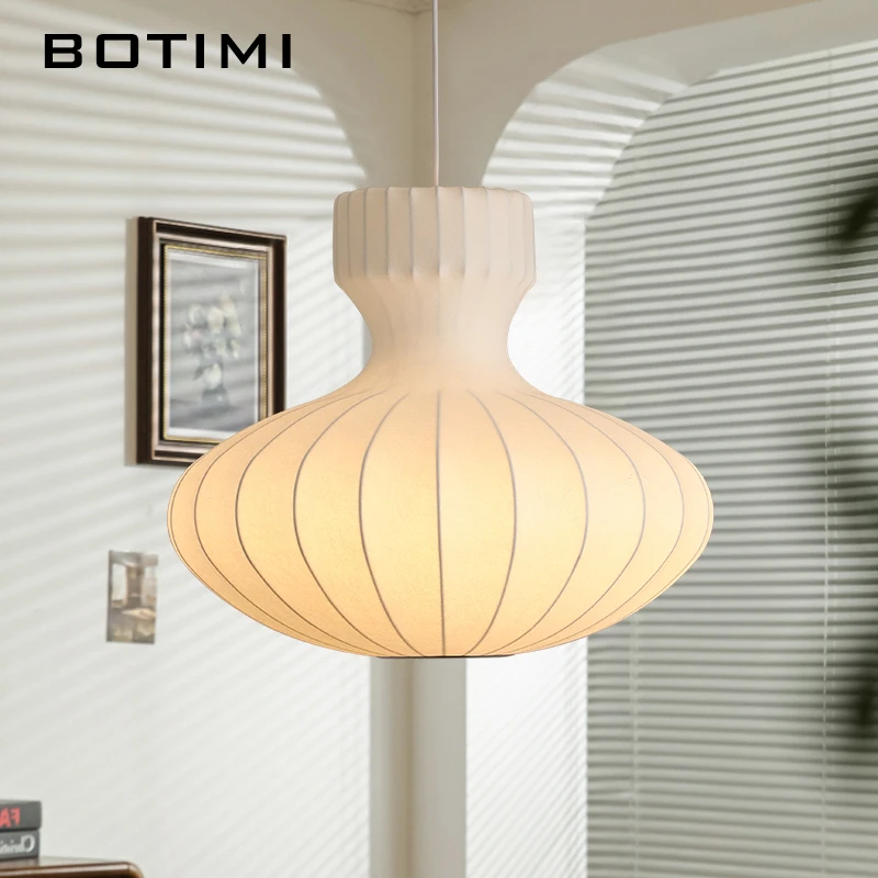 BOTIMI French Style Cloth Chandelier For Living Room Modern White Fabric Satin Chandeliers Art Designer Bedroom Hanging Light