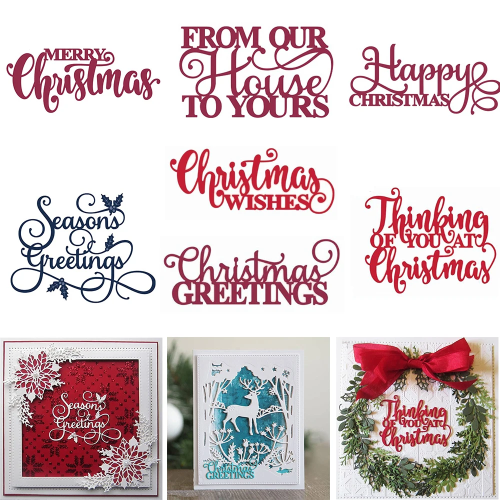 Merry Christmas Sentiments Various Styles Metal Cutting Dies For DIY Scrapbooking Embossed Decoration Craft Card Making