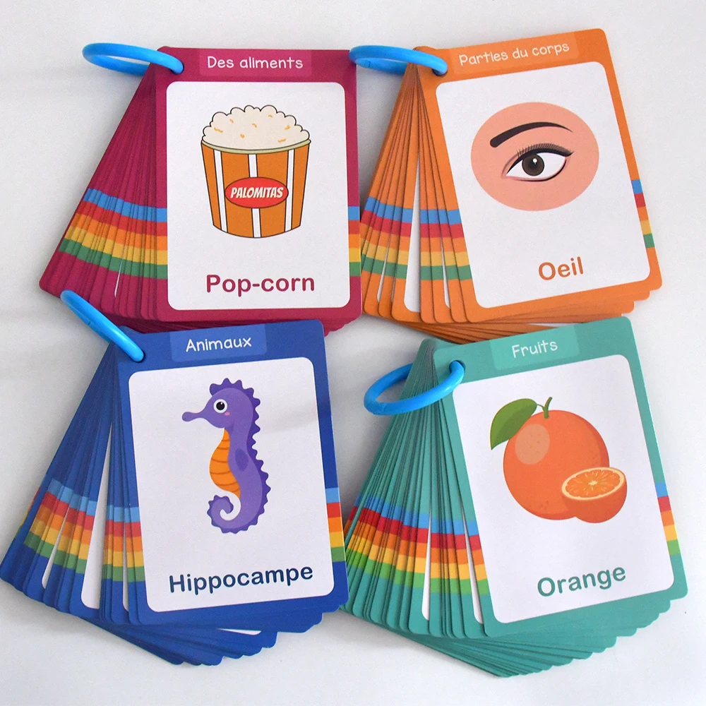 Food / Animals / Fruits / Body Parts French Words Learning Cards for Kids Early Language Skill Classroom Activities Memory Games image 3