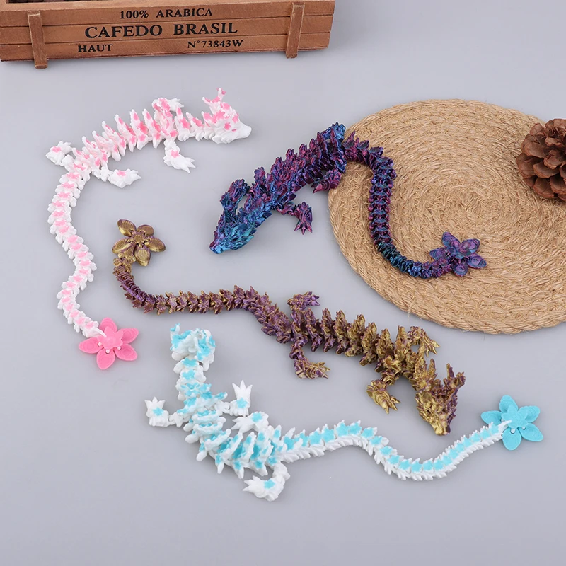 

1 Piece Desktop Ornament 3D Printed Cherry Blossom Dragon Glow In The Dark Rotatable Articulated Dragons Figures Action Toy