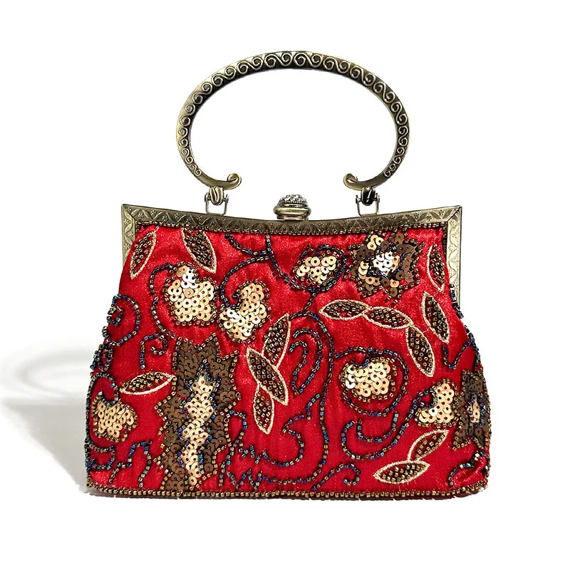 New Chinese style Chinese style handbag for women 2025 new retro handbag with qipao mouth gold bag versatile single shoulder cro