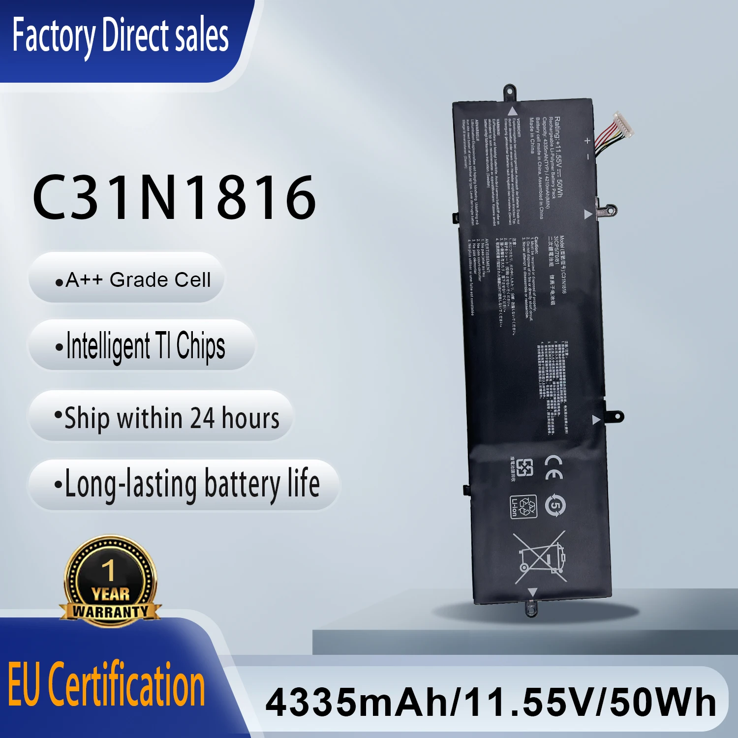 C31N1816 Laptop Battery For ASUS Flip 13 UX362 UX362FA Q326FA Q326FA-BI7T13 UX362FA-2B Series C31POJ1 0B200-03160000 3ICP5/70/81