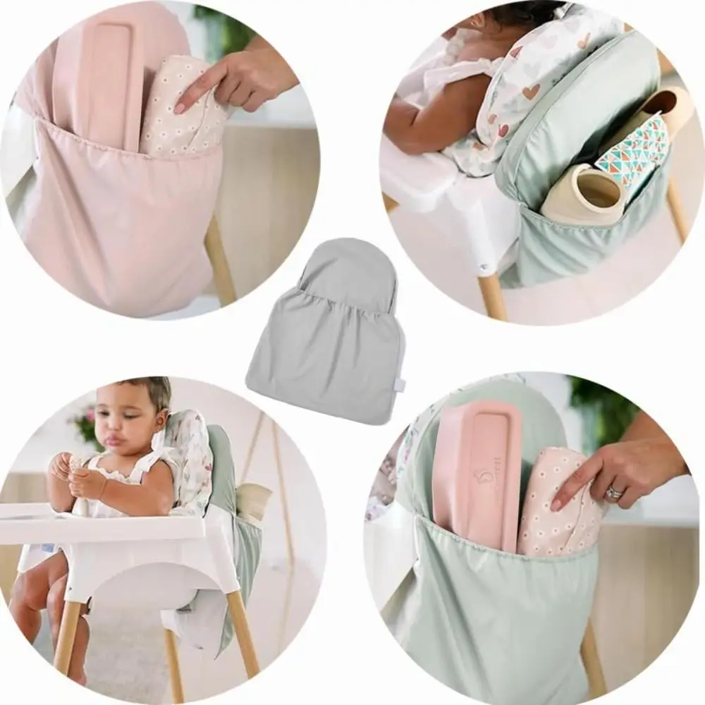 Portable Highchair Handy Pocket Pouch PU Baby Highchair Back Hanging Bag Dining Chair Back Storage Bag Organiser Bag