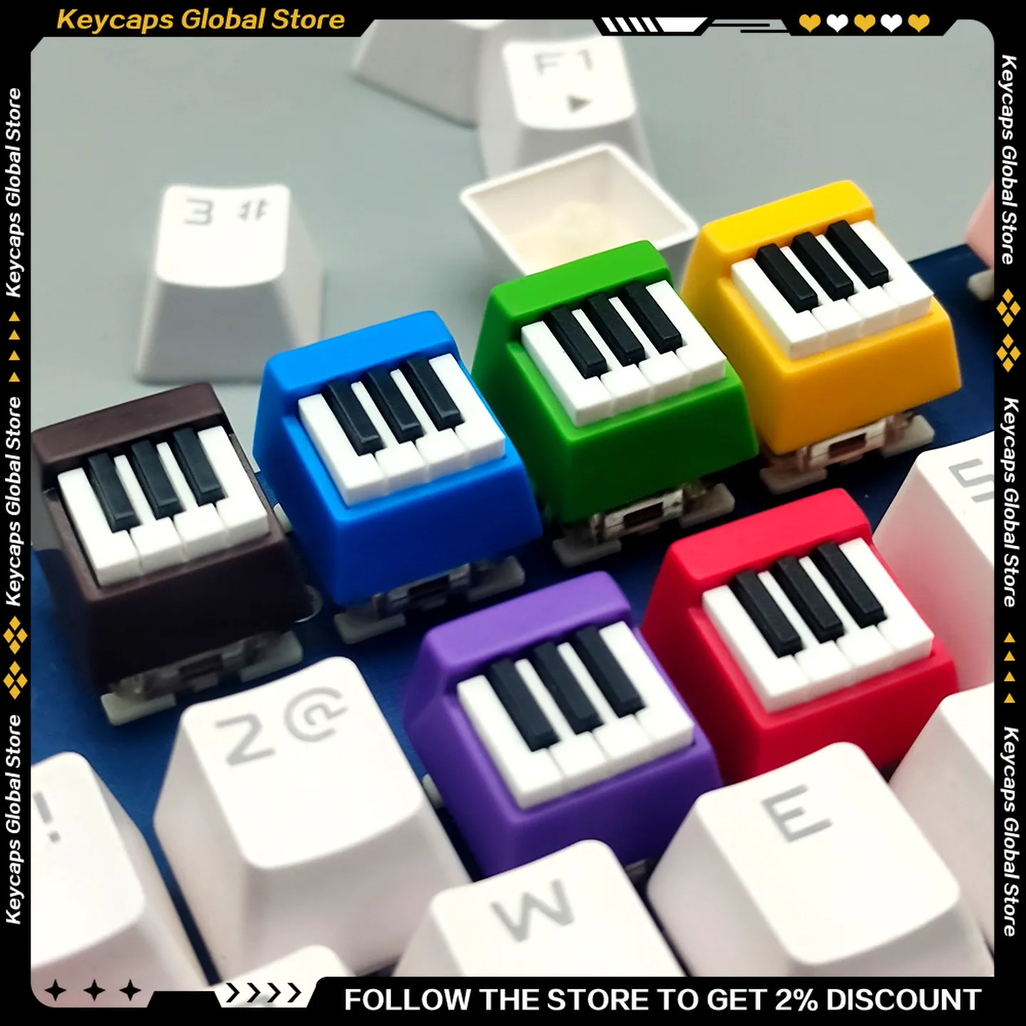Piano Key Cute Aesthetic MX Cross Keycaps 3D Printing Custom Handmade Colorful Replacement Keycap for Mechanical Keyboard