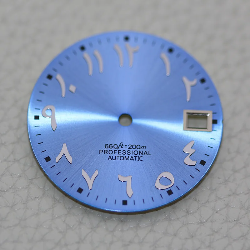 28 5mm Cadran Sunburst Verde Árabe Mostrador NH35 S Logo Data Just Dress Watch Face Peças de reparo