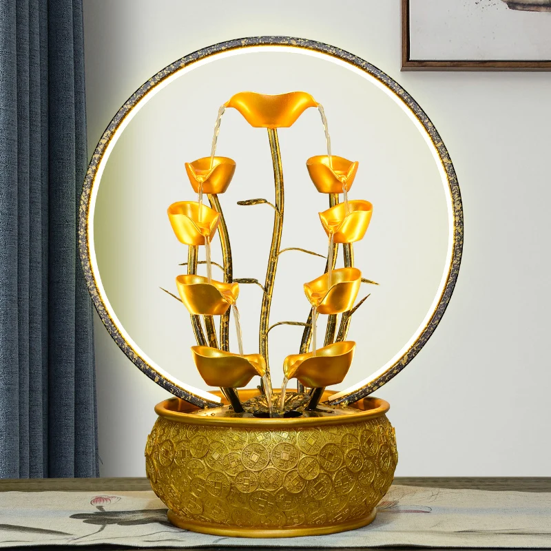 Money Drawing Water Fountain Decor - Lucky Feng Shui Ornament for Shop Opening Housewarming Living Room Desktop