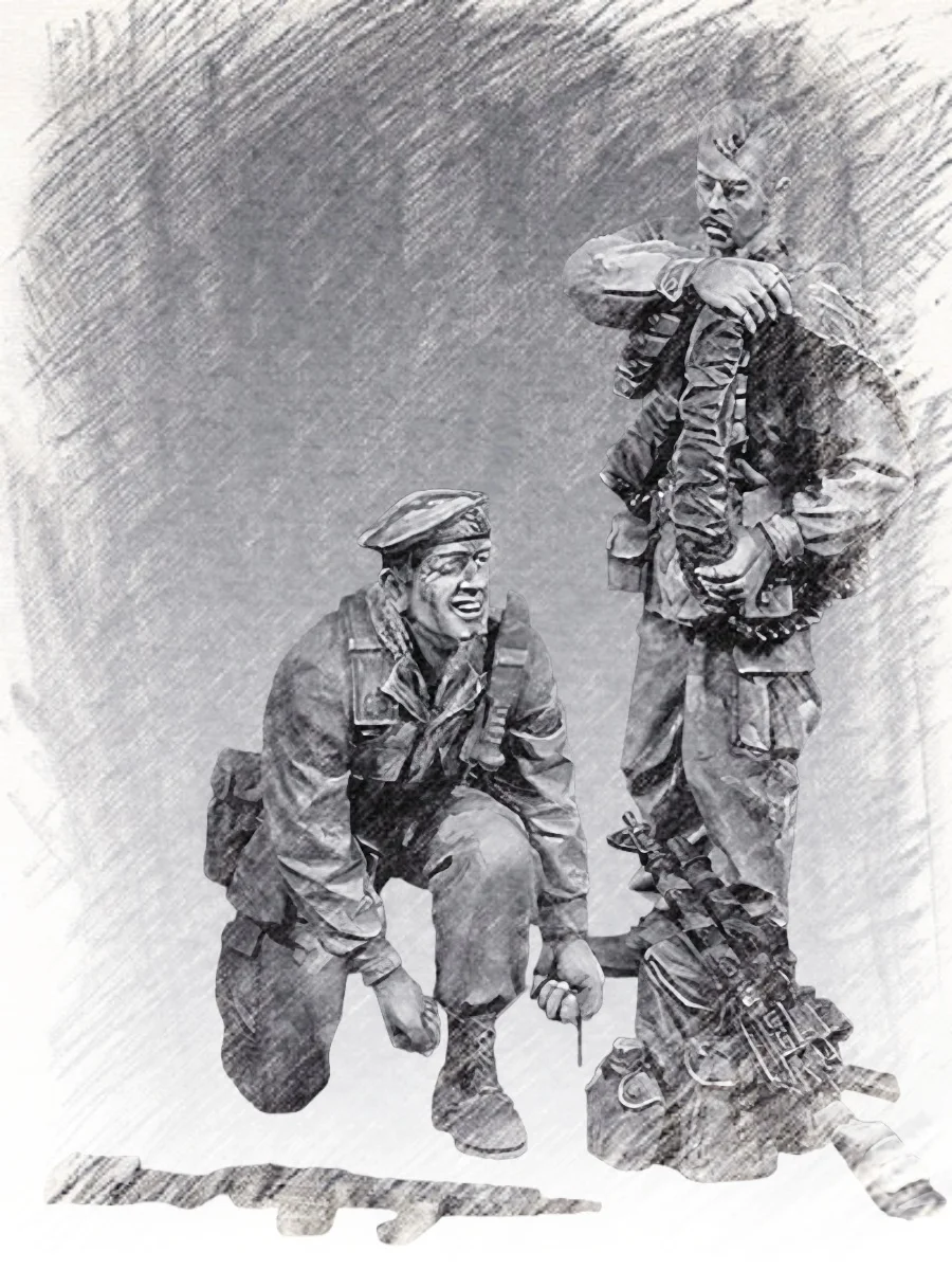 

1/35 Resin Model Figure Kits GK , Two People，Military Theme，Unassembled And Unpainted,406C