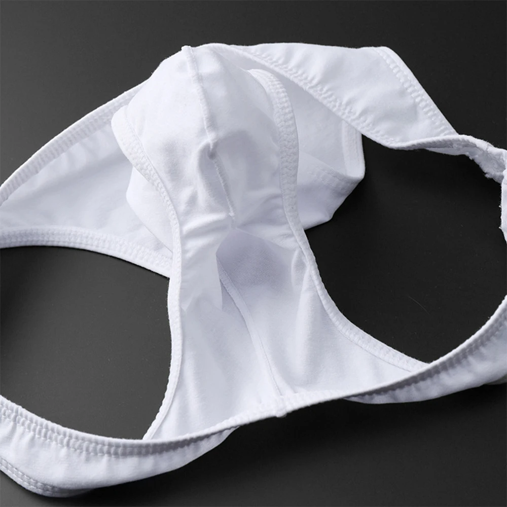 Совершенно новые мужские трусы-стринги, однотонные повседневные стринги с Т-образной спинкой, стринги с бандажами, треугольные трусы с низкой посадкой