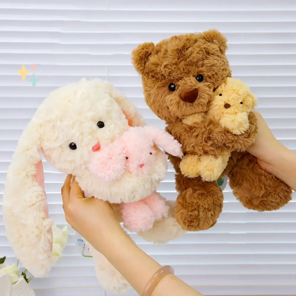 

Kawaii Fluffy Rabbit Interactive Handmade Bunny Stuffed Comfortable Collection Parent Child Bear Stuffed Animals Home Decor