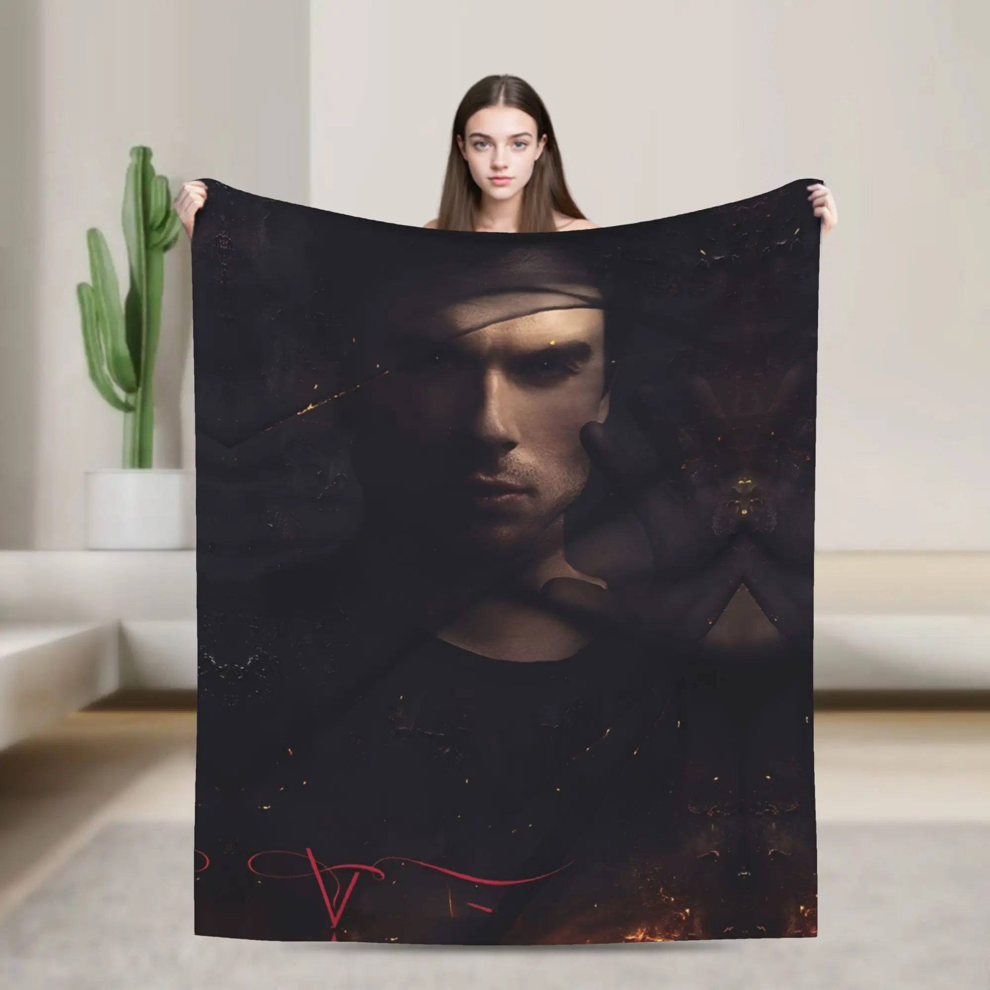 

Soft Warm Blanket Travel Office The Vampire Diaries Damon Salvatore Throw Blanket Flannel Bedspread For Sofa Bed Cover