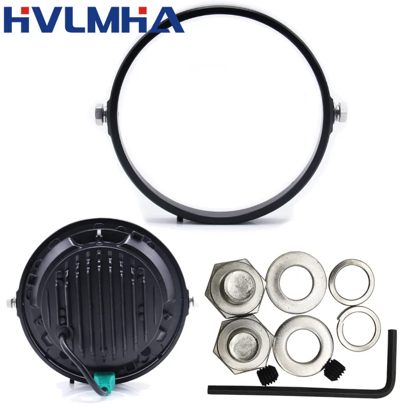 كروم أسود 5.75 في 7 في الألومنيوم مصباح أمامي مستدير الإسكان كشافات حلقة الكسوة جبل قوس للدراجات النارية هارلي هوندا ياماها