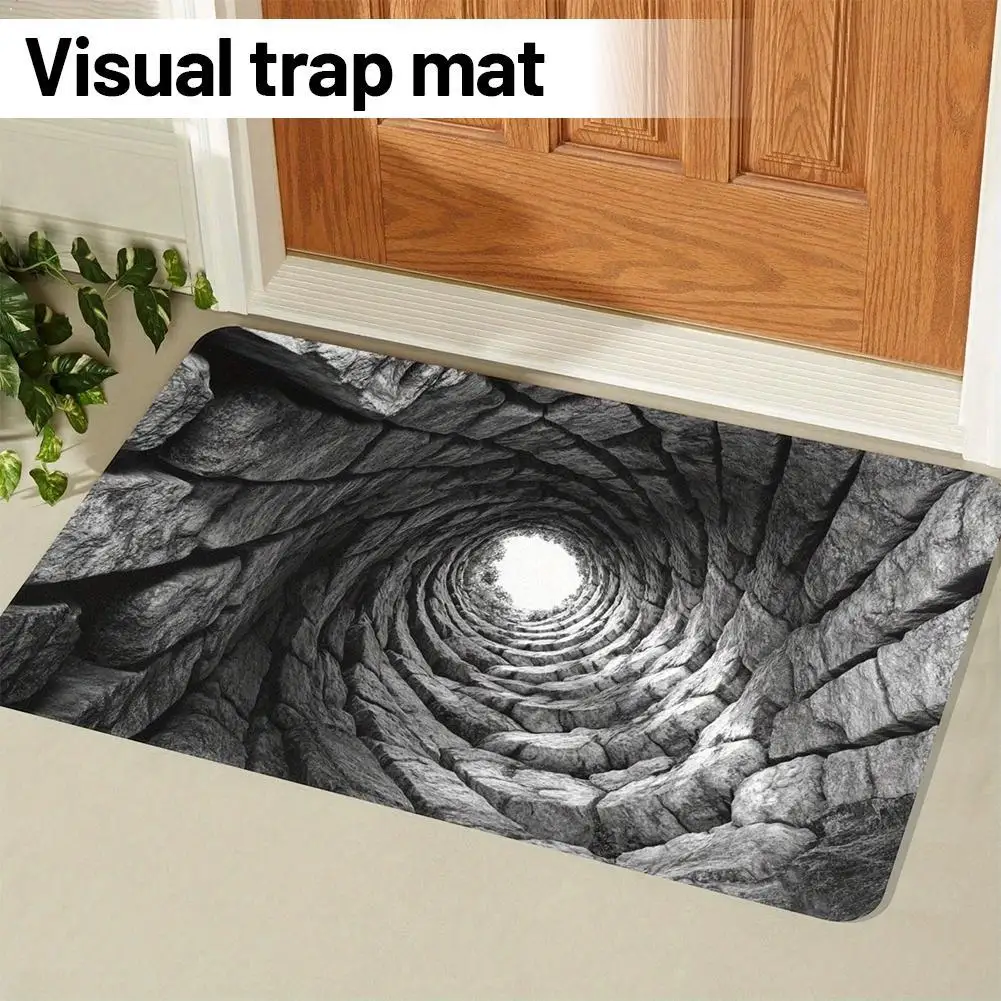 3D Visual Illusion Door Mat High Quality Polyester Realistic Broken Wood Grain Anti Slip Floor Mat Indoor Outdoor Car Home Decor