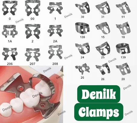 DENILK 1Pc Dental Rubber Dam Clamps Endodontic Restorative Barrier Clips Stainless Steel Frame Holder for Molar Teeth Dentist Ma