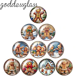 New Gingerbread man Merry Christmas Cute 10pcs 12mm/18mm/20mm/25mm Round photo glass cabochon demo flat back Making findings