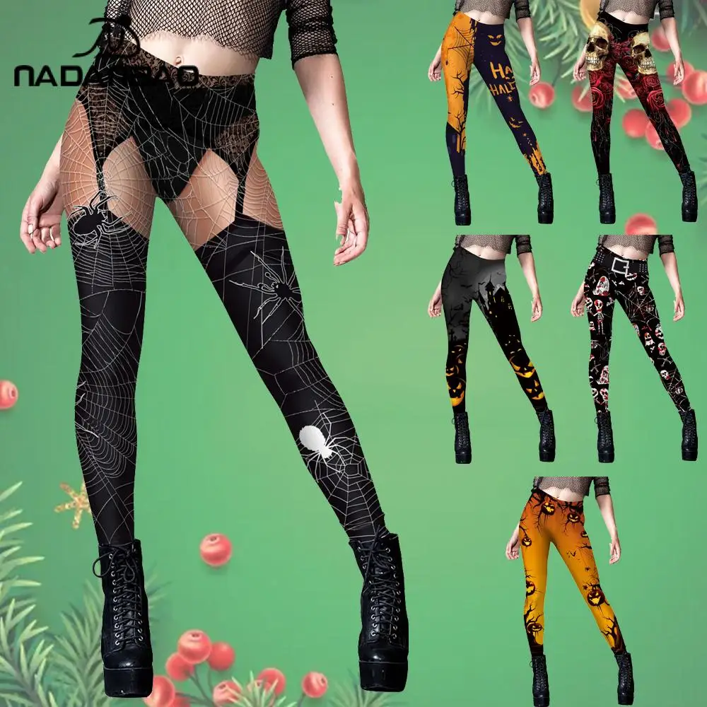 Nadanbao Christmas Leggings Women Sexy Mid Waist Skinny Leggins Fashion Digital Printing Fitness Running Yoga Trousers Workout