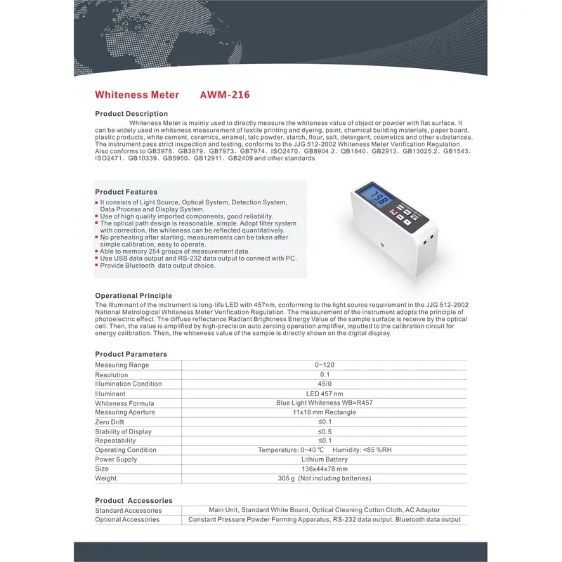 Good Price AWM-216 Digital Whiteness Meter White Cement Whiteness test Meter