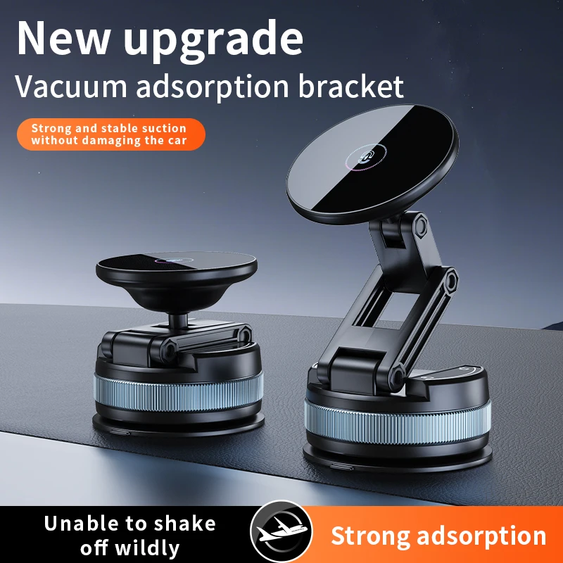 Magnetic Vacuum Suction Car Phone Holder Universal Foldable Extendable Mount for All Smartphones Windshield Dashboard