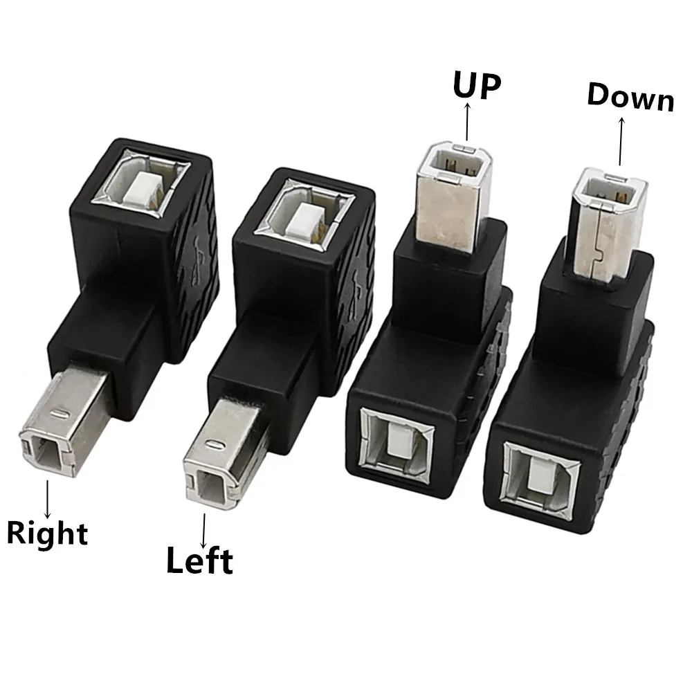 Angled 90 Degree USB 2.0 B Type Male Up Down Left Right jack Male to Female Extension Adapter For Printer Scanner Hard Disk case