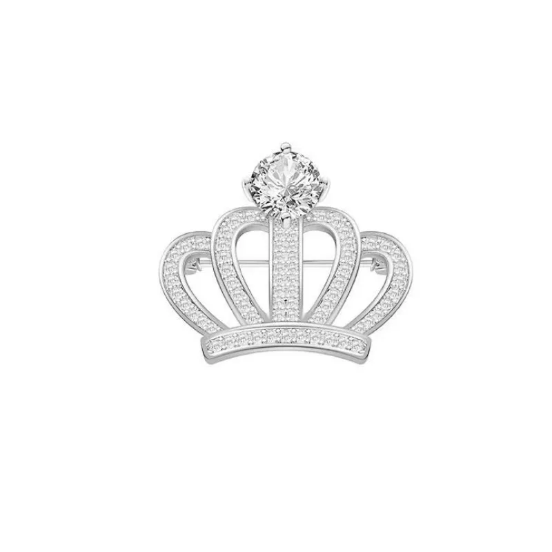 

Korean Version Of Fashionable Crown Rhinestone Brooch - Headwear