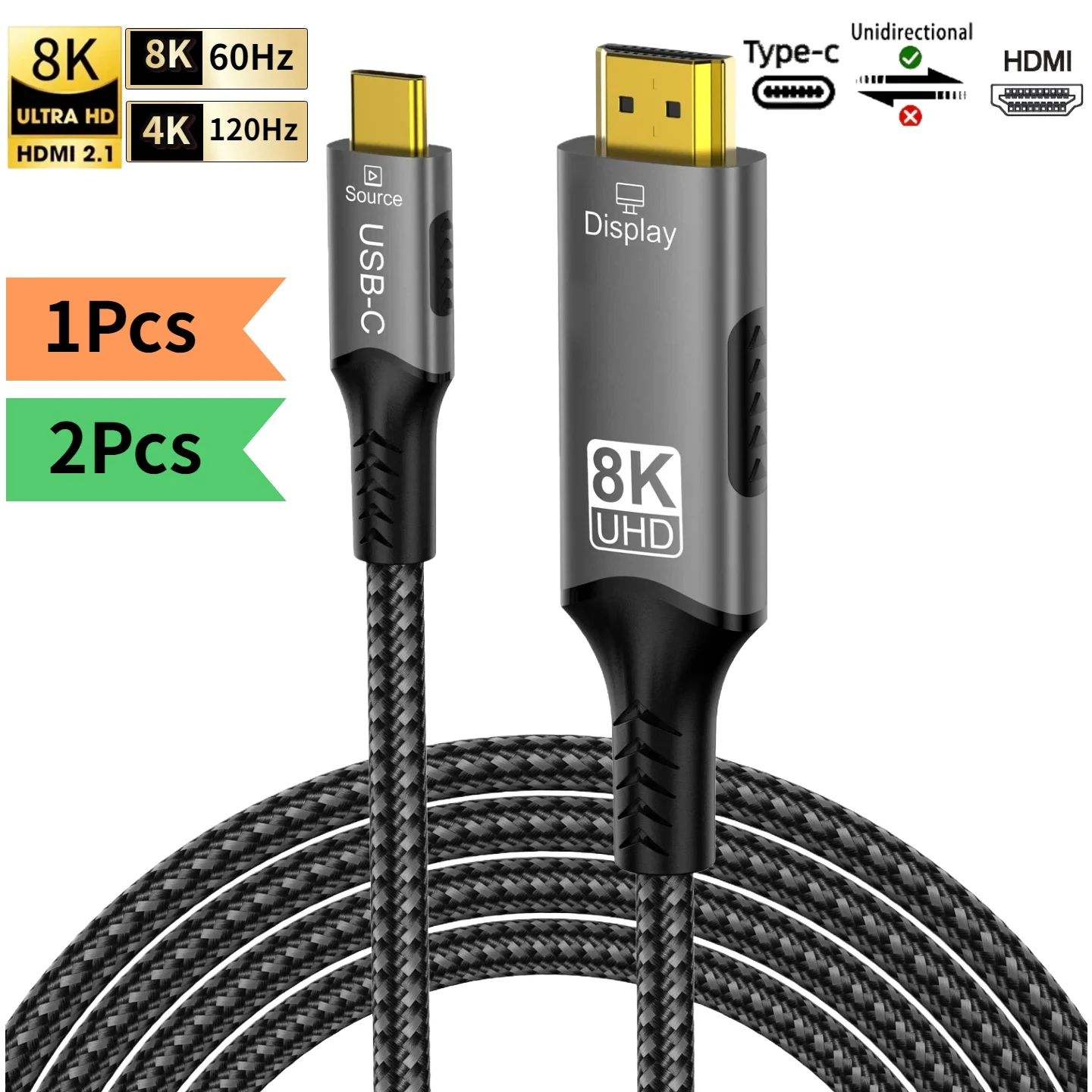 1/2Pcs 8K@60Hz Usb … - image