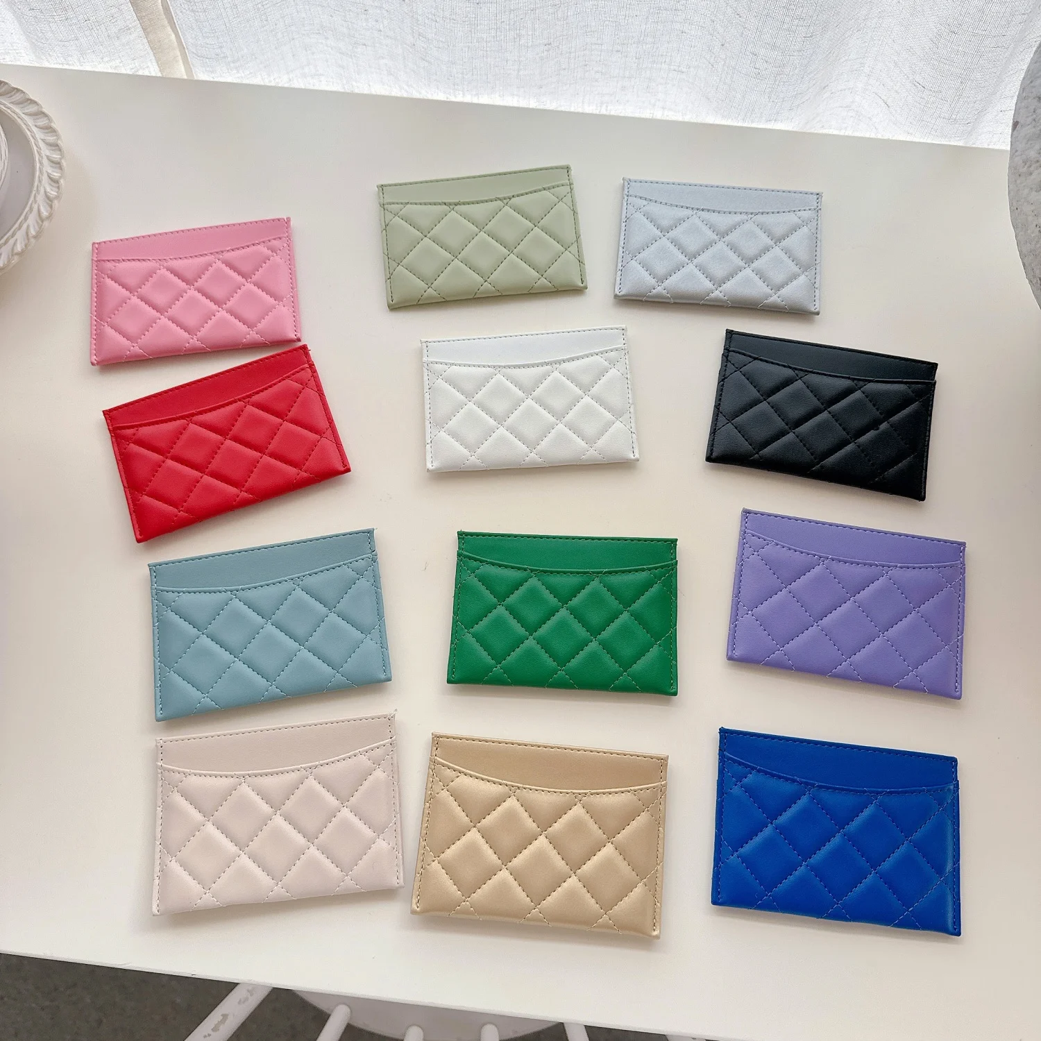 Women's Multi-Function Card Holder, Luxury PU Leather Classical Diamond Design, Slim Wallet for Credit Cards & Cash,Girls Gifts