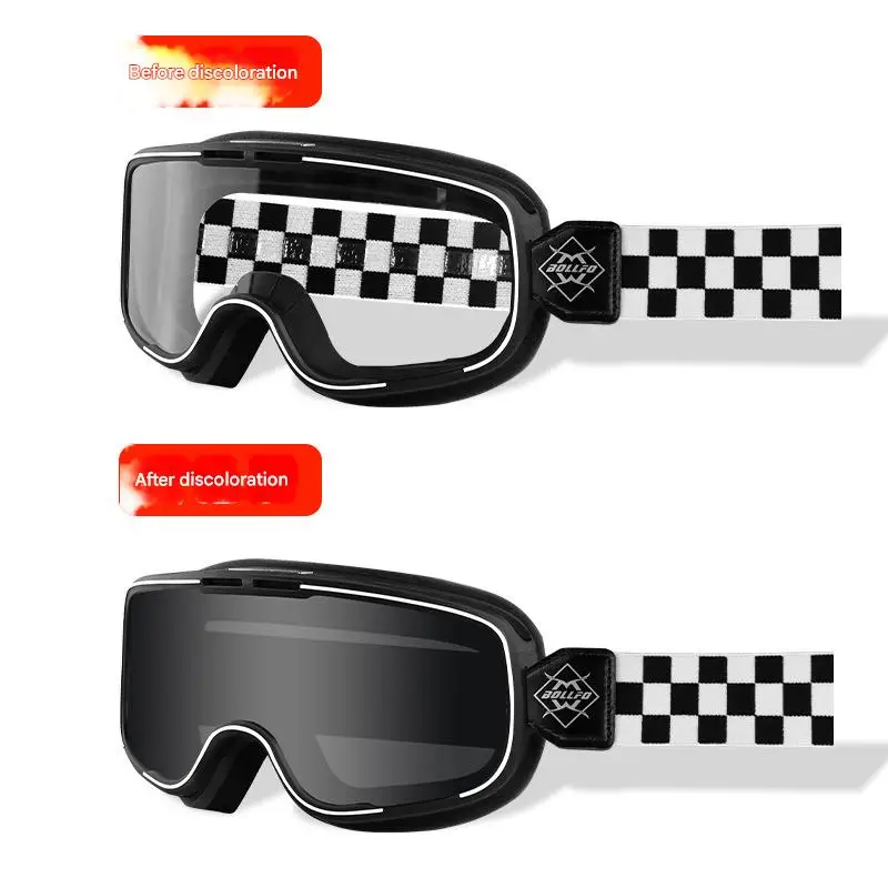 BOLLFO All-Weather Retro Motorcycle Goggles, Anti-Fog for Myopic Riders, Harley Wind Glasses