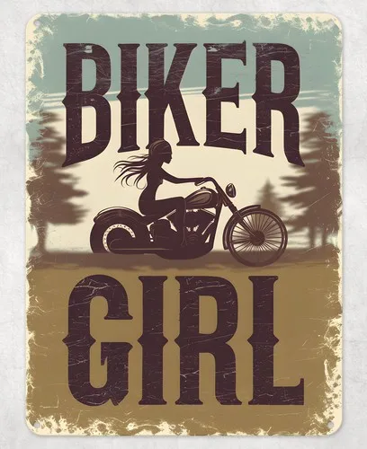 Biker Girl Motorbike Metal Poster Wall Tin Sign Man Cave Shed Home Plaque --Tin Sign
