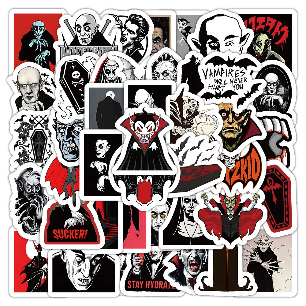 10/30/54PCS Black and Red Cartoon Scary Vampire Sticker DIY Phone Laptop Luggage Skateboard Graffiti Decals Fun for Kid