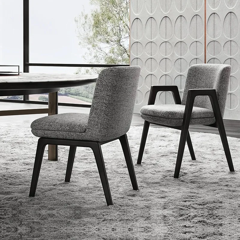 Solid wood dining chair Home fabric Nordic hotel theme restaurant chair Villa club chair