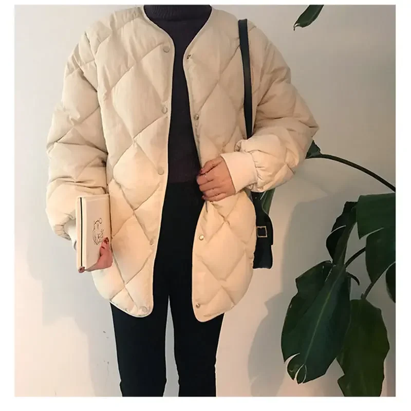 Casual Winter Thicken Windbreaker Coat 2024 New Office Fashion Women Warm Loose Cotton Coats High Quality Long Sleeve Outerwear