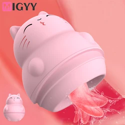 Cute Cat Vibrator Toy with Tongue Licking Oral Nipple Clit Massager Clitoris Stimulator Female Adults Goods Sex Toys for Women