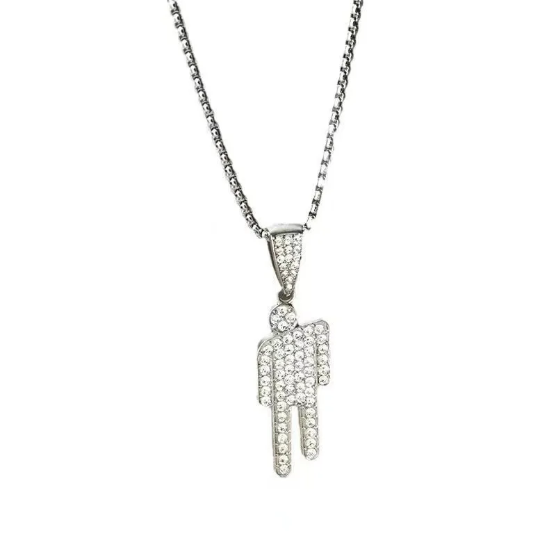 المألوف الفاخرة الكرتون حجر الراين قلادة قلادة العصرية الهيب هوب للجنسين المعلقات الأحجار الكريمة قفل سلسلة #5