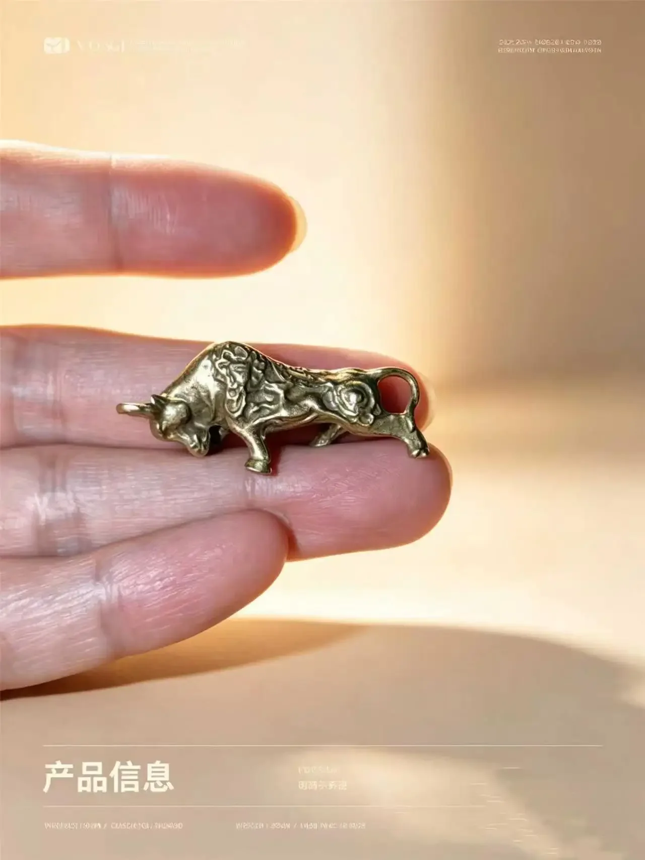 Glücksbringer-Messingstatue eines Stiers als Miniatur-Dekoration für Zuhause, Büro und Schreibtisch - Talisman für Glück – Detail 6